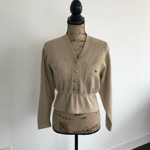 St. John Santana Knit Peplum Sweater Size 6